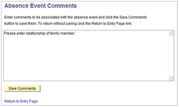 Absence Event Comments