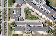 Overhead view of the Education and Education Administration buildings