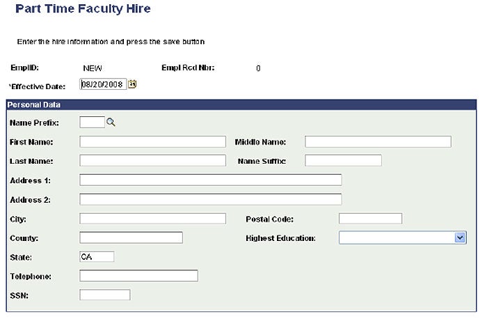 Part Time Faculty Hire