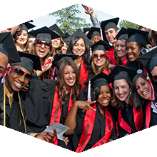 Ethnically diverse CSUN students in cap and gown