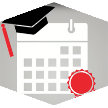 Graphic of a calendar wearing a graduation cap