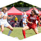 Women's soccer action. 