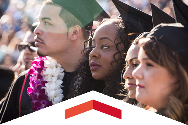 CSUN students in caps and gowns. 