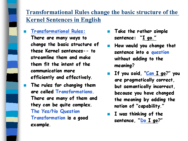 Transformational Rules Change The Basic Structure Of The Kernel 