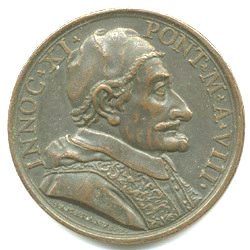 Pope Innocent XI, wearing the camauro,  1684