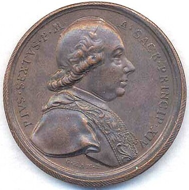 Pope Pius VI, portrait engraved by  G. Hamerani