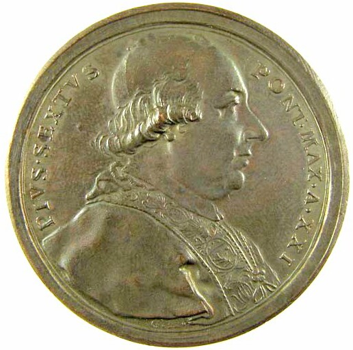 Pope Pius VI, portrait engraved by  S. Hamerani