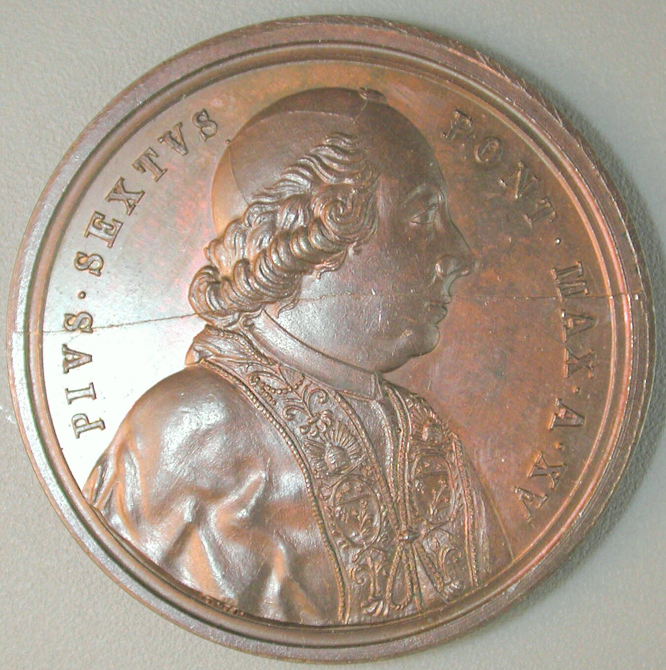 Pope Pius VI, portrait engraved by  S. Hamerani