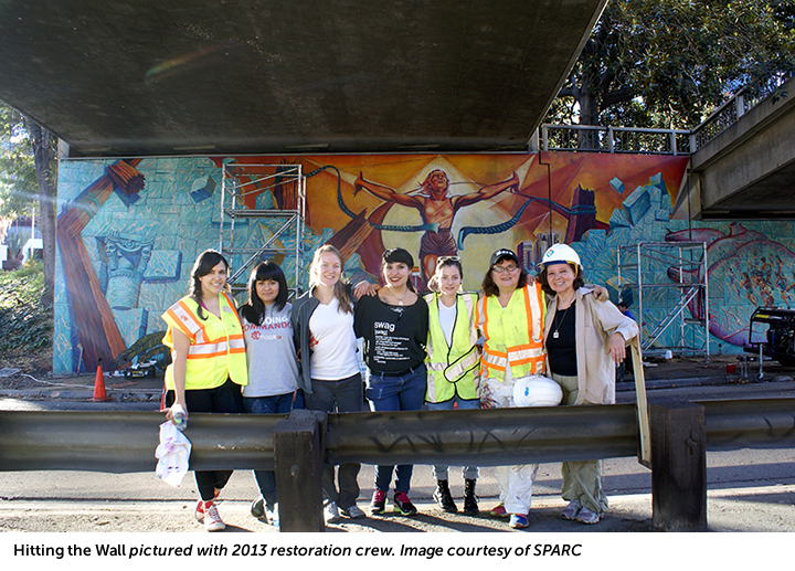 Hitting the Wall pictured with 2013 restoration crew. Image courtesy of SPARC