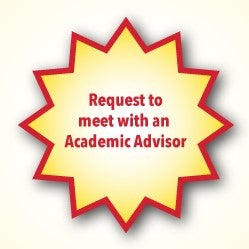 Star with the words "Request to meet with an academic advisor"