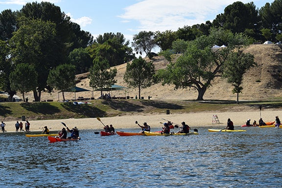 Kayaking and other water sports at the Aquatic Center at Castaic Lake