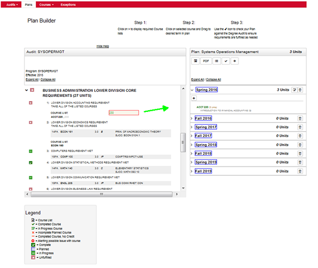 Drag and drop courses to customize your personal plan.