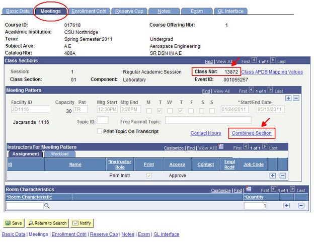 Verify fields on the Meetings page.