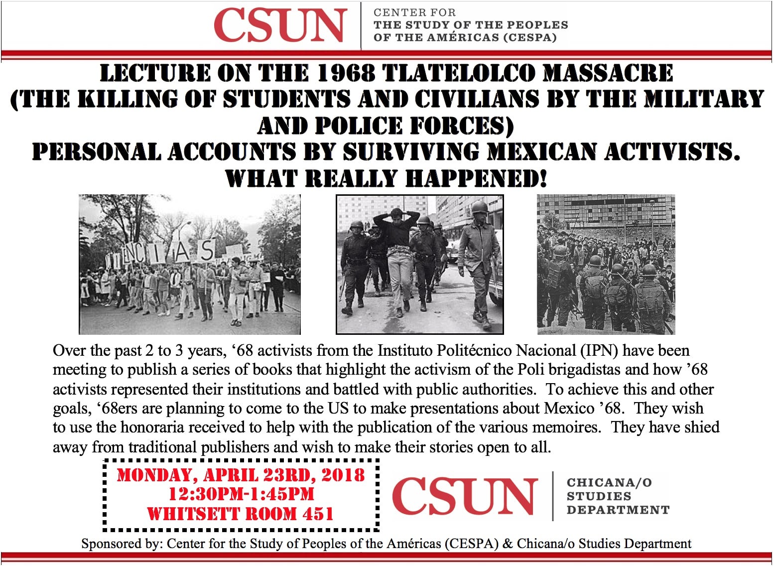 Tlatelolco Massacre Lecture Flyer