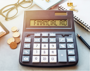 Calculator with financial aid on the screen.