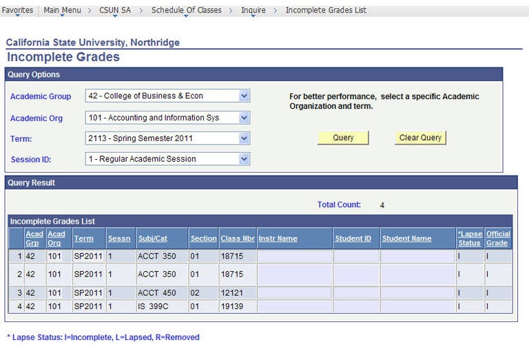 Incomplete Grades