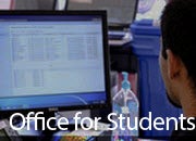 "Office for Students" graphic; A man using a computer. 
