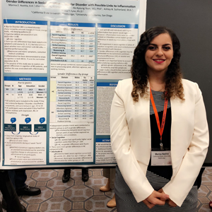 CSUN student standing next to presentation poster