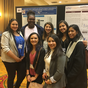 CSUN students with presentation posters at a seminar