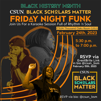 Black Scholars Matter BHM 2023 event: Friday nigh funk flyer