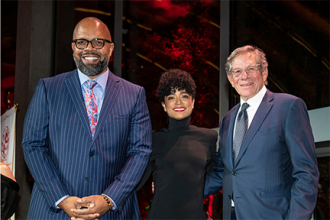 Distinguished Alumni Awards 2022 honorees, from left: Keith Weaver, Lauren Ridloff, Fred Nigro. Photo credit: Lee Choo.