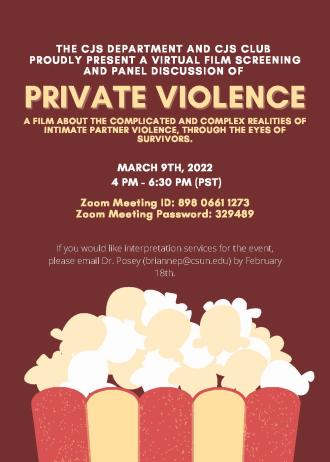 Private Violence movie night event flyer