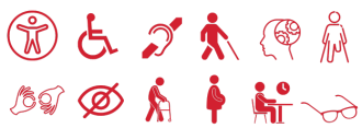 Various accessibility icons.