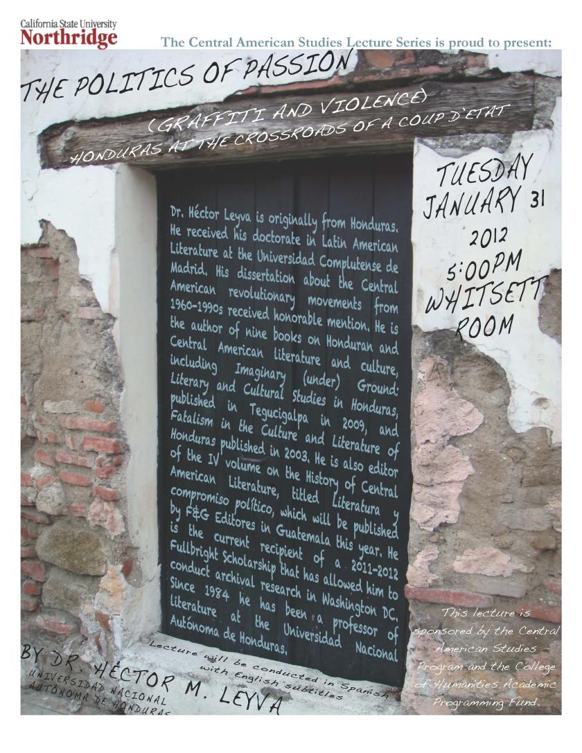 Flyer for event.  Image showing a door to a home surrounded by chipped plaster and covered with graffiti