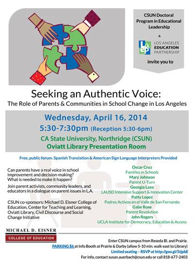 Flyer for the Seeking an Authentic Voice event