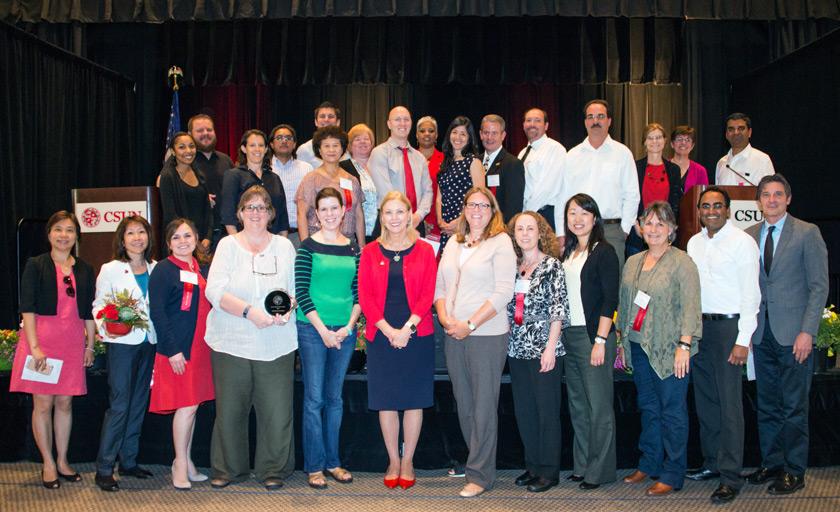 group photo of myCSUNtablet team members with President Harrison