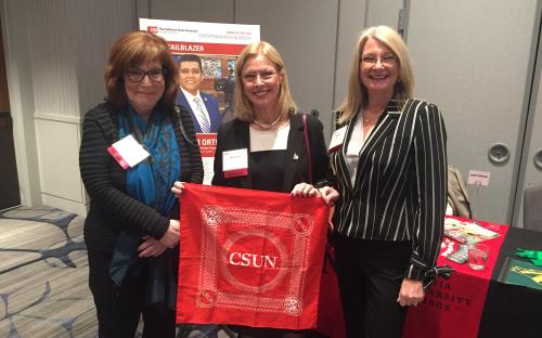 Barbara Starr, President Dianne Harrison, and Shellie Hadvina &#039;90 at the Grand Hyatt Washington DC Alumni Reception 