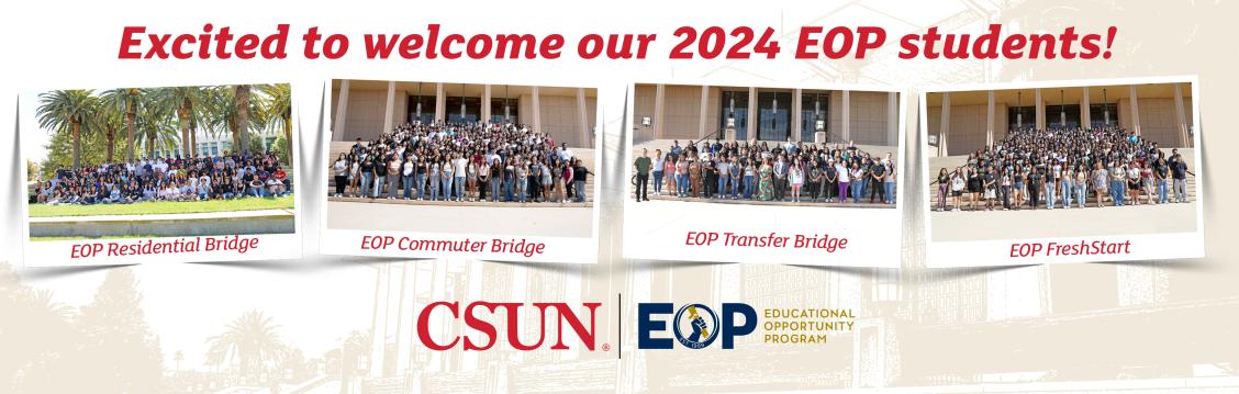 Photos of transitional program students with welcome message above