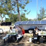 A solar-powered battery bank provides renewable outdoor power