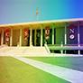 CSUN University Library with Rainbow Overlay