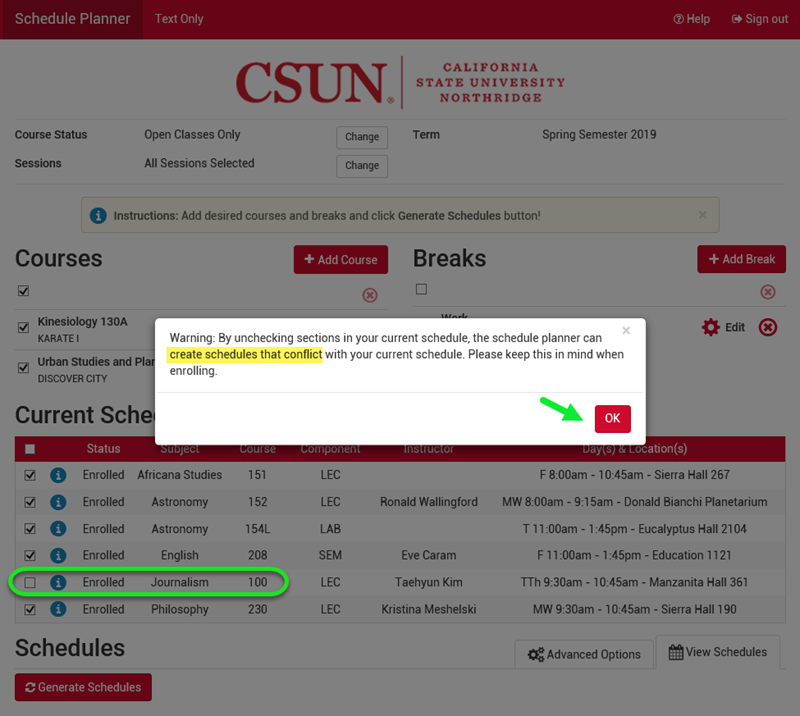 Registration Planner Features California State University, Northridge