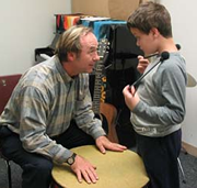 wellness clinic teacher working with young student