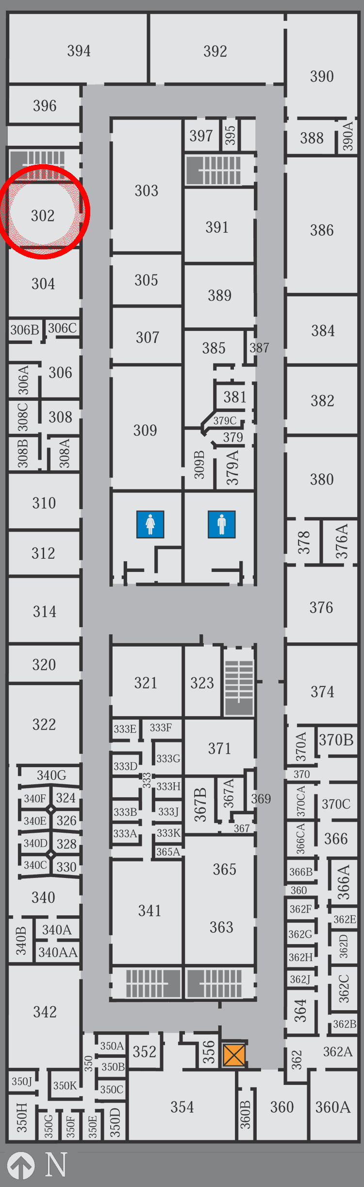 CSUN Maps Floorplan Of Sierra Hall SH Third Floor   Map999 Sh 3 302 