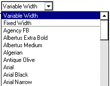 Font Type menu