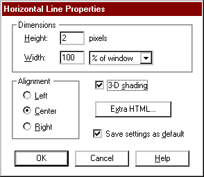 Horizontal Line Properties dialog box