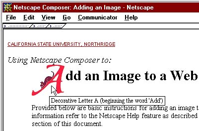 Partial Web page showing image with alternate text