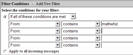New filter conditions: From contains mathwhiz
