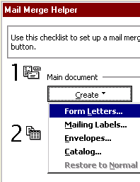 Create Form Letters Selection in Mail Merge Helper
