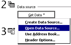 Data Source Selection in Mail Merge Helper