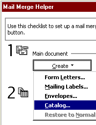 Create Form Letters Selection in Mail Merge Helper