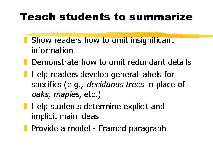 Teach students to summarize