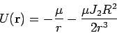 \begin{displaymath}
U({\bf r}) = -\frac{\mu}{r} - \frac{\mu J_2 R^2}{2r^3}
\end{displaymath}