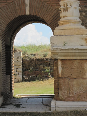 view through doorway of temple