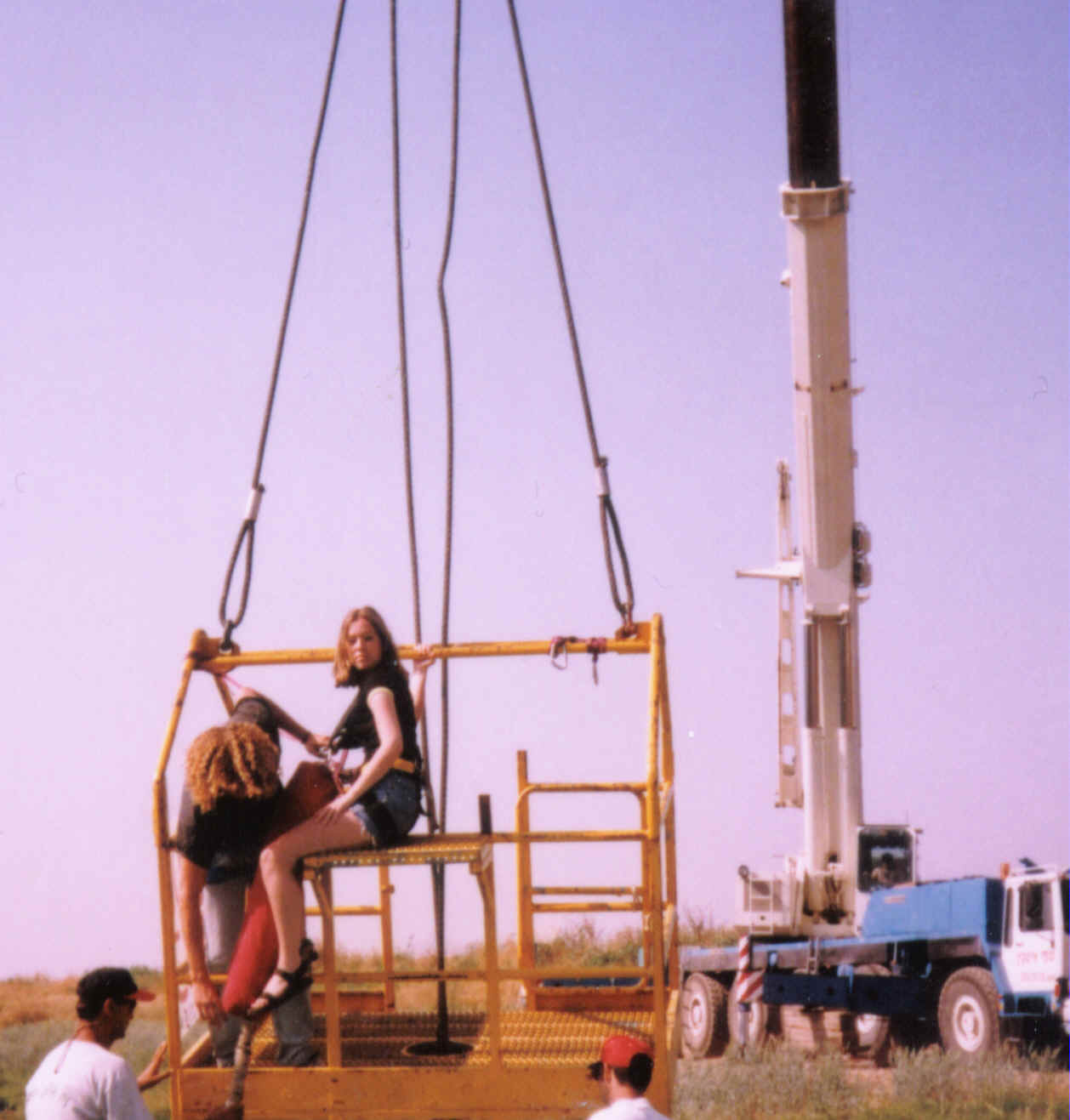 Picture: I am placed in the crane's basket, ready to be pulled up to the sky...