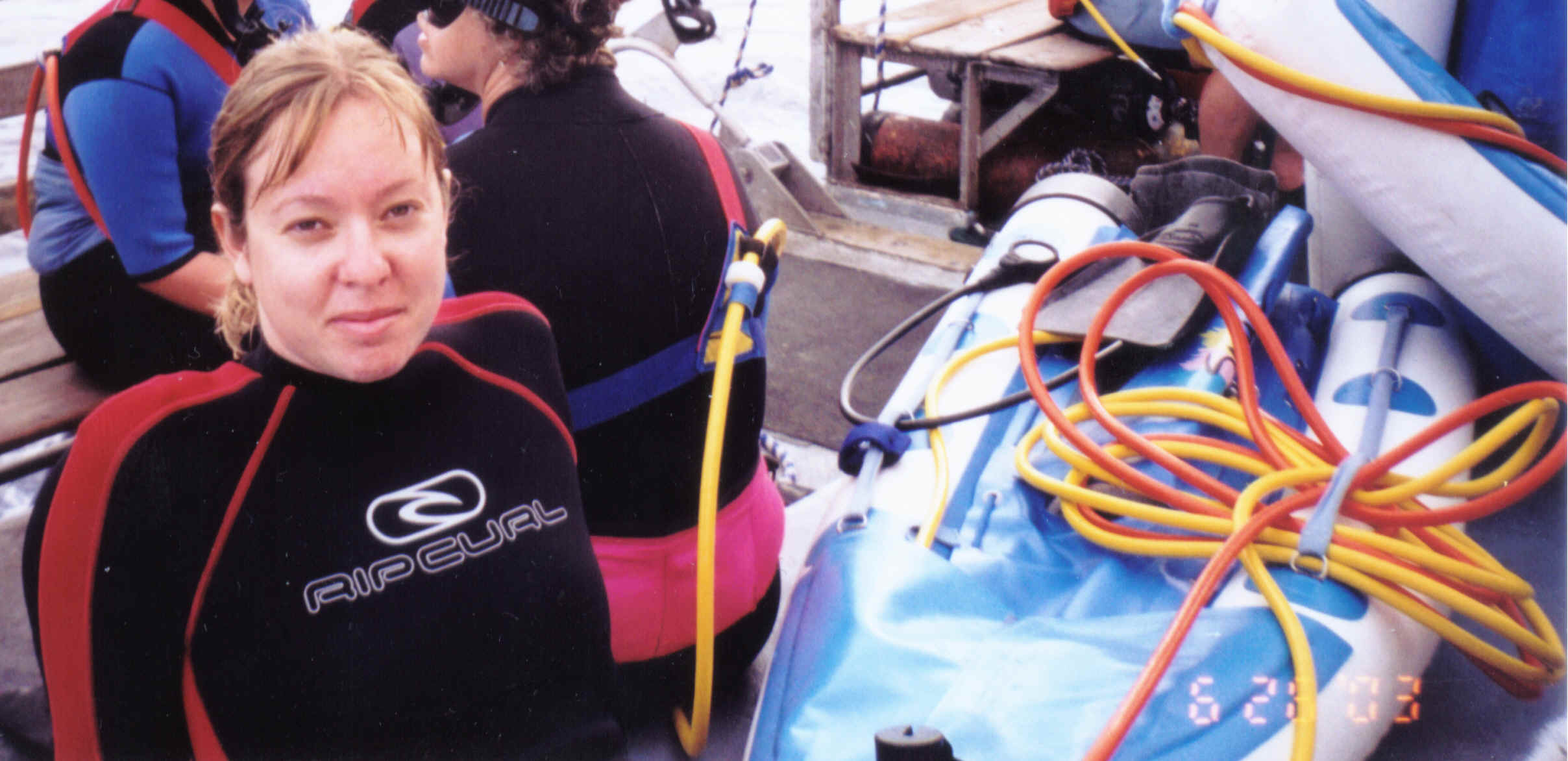 Picture: My scubadive suit is already on me, sitting on the ship deck on our way to the dive site