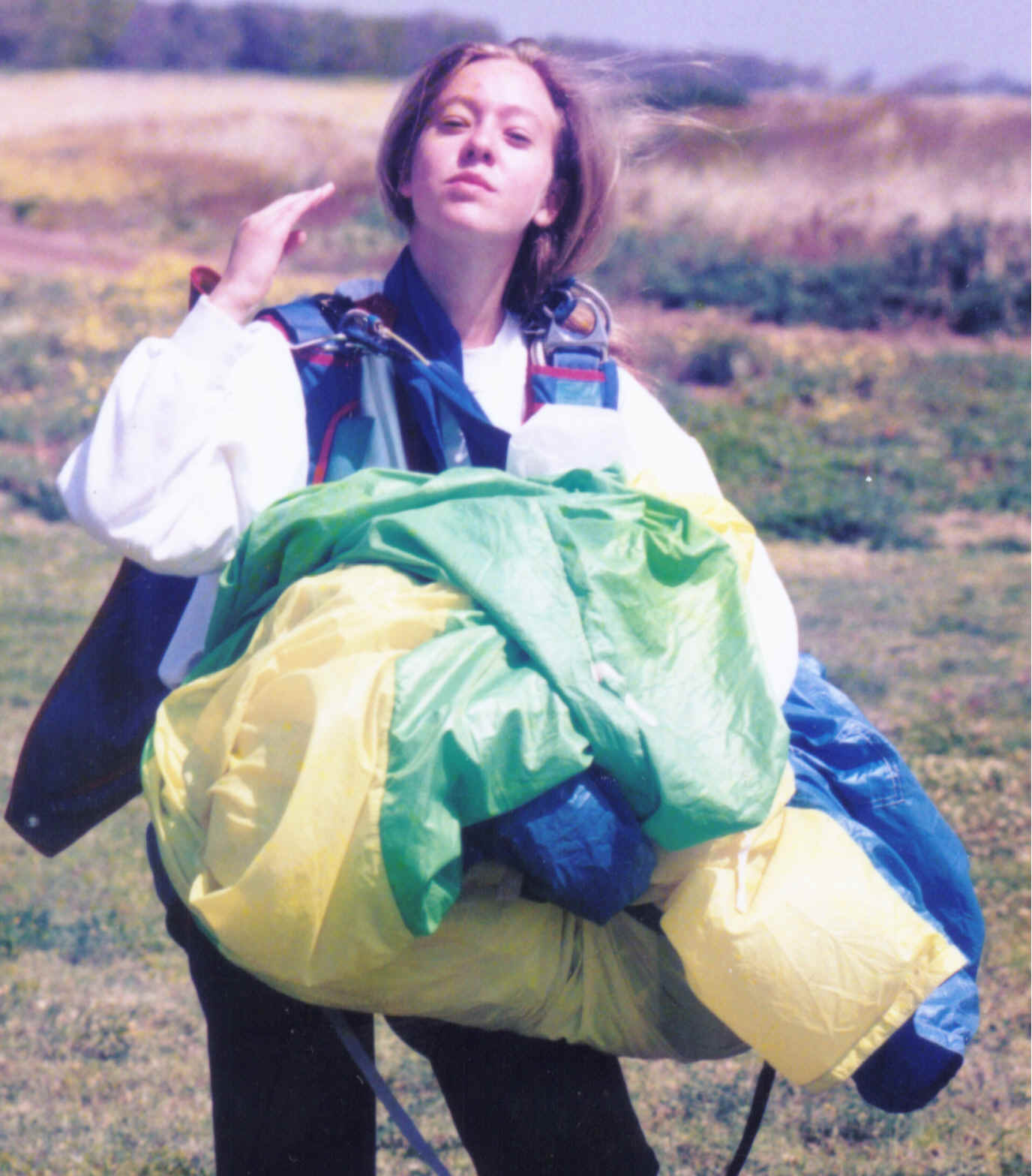 Picture: Landed in one piece(thanks god and the parachute...:-), picking up my parachute from the ground